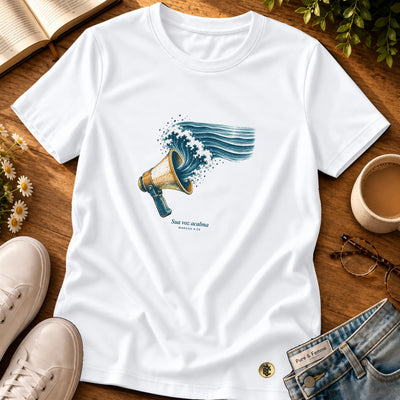 Camiseta Feminina Branca Sua voz acalma — Principal 01