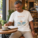 Camiseta Masculina Off White Jesus é a nossa Luz do dia — Ambientada 04