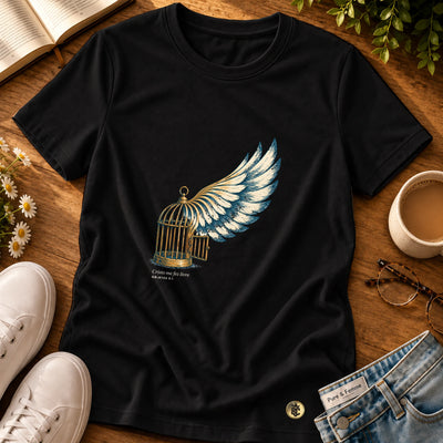 Camiseta Feminina Preta Cristo me fez livre — Principal 01