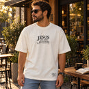 Camiseta Oversized Off White Jesus Anda Sobre as Águas — Ambientada 01