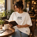 Camiseta Oversized Off White Jesus Anda Sobre as Águas — Ambientada 03