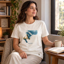 Camiseta Feminina Off White Sua voz acalma — Ambientada 01