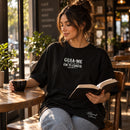Camiseta Oversized Preta Guia-me — Ambientada 03