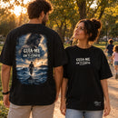 Camiseta Oversized Preta Guia-me — Ambientada 04