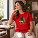 Camiseta Feminina Vermelha O Santo Natal — Ambientada 01