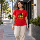 Camiseta Feminina Vermelha O Santo Natal — Ambientada 02