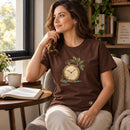 Camiseta Feminina Marrom Tudo tem seu tempo — Ambientada 01