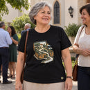 Camiseta Feminina Preta O Pai corre ao encontro — Ambientada 04