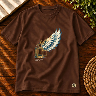 Camiseta Masculina Marrom Cristo me fez livre — Principal 01