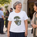 Camiseta Feminina Branca Plantado junto às águas — Ambientada 04