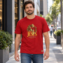 Camiseta Masculina Vermelha Jesus a Luz que nunca se apaga — Ambientada 01