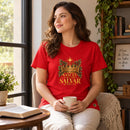 Camiseta Feminina Vermelha Nasceu para nos salvar — Ambientada 01