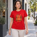 Camiseta Feminina Vermelha Paz na Terra — Ambientada 02