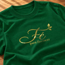 Camiseta Feminina Verde Fé para florescer — Zoom