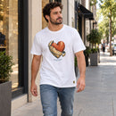 Camiseta Masculina Branca Um novo coração — Ambientada 01