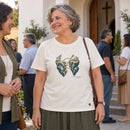 Camiseta Feminina Off White Felizes os pacificadores — Ambientada 04