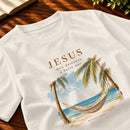 Camiseta Masculina Off White Jesus meu descanso — Zoom