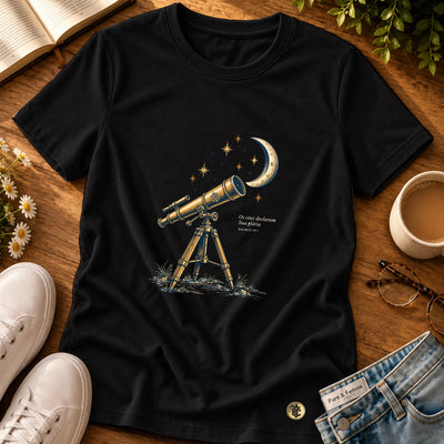 Camiseta Feminina Preta Os céus declaram Sua glória — Principal 01