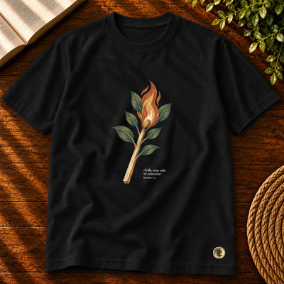 Camiseta Masculina Preta Arde, mas não se consome — Principal 01