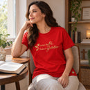Camiseta Feminina Vermelha Raízes de fé, frutos de gratidão — Ambientada 01