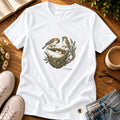 Camiseta Feminina Branca O Pai cuida dos pardais — Principal 01