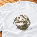 Camiseta Feminina Branca O Pai cuida dos pardais — Zoom