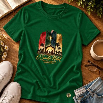 Camiseta Feminina Verde O Santo Natal — Principal 01