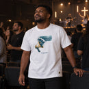 Camiseta Masculina Branca Sua voz acalma — Ambientada 02