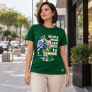 Camiseta Feminina Verde Brasil Feliz é a Nação — Ambientada 02