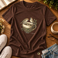 Camiseta Feminina Marrom O Pai cuida dos pardais — Principal 01