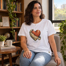 Camiseta Feminina Branca Um novo coração — Ambientada 01