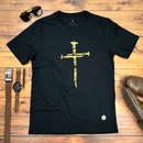 Camiseta Masculina Preta Cruz E Prego
