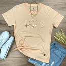 Camiseta Feminina Salmão Batimento Coração Dourado