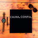 Camiseta Masculina Preta Calma, Confia.