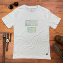 Camiseta Masculina Branca Trust God Holográfico