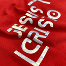 Camiseta Feminina Vermelha Jesus Cristo Holográfico