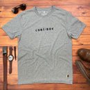 Camiseta Masculina Cinza Aplique Cont;nue