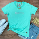 Camiseta Feminina Verde Menta Aplique Positive