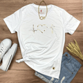 Camiseta Feminina Branca Batimento Coração Dourado