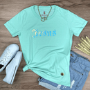 Camiseta Feminina Verde Menta Aplique Jesus