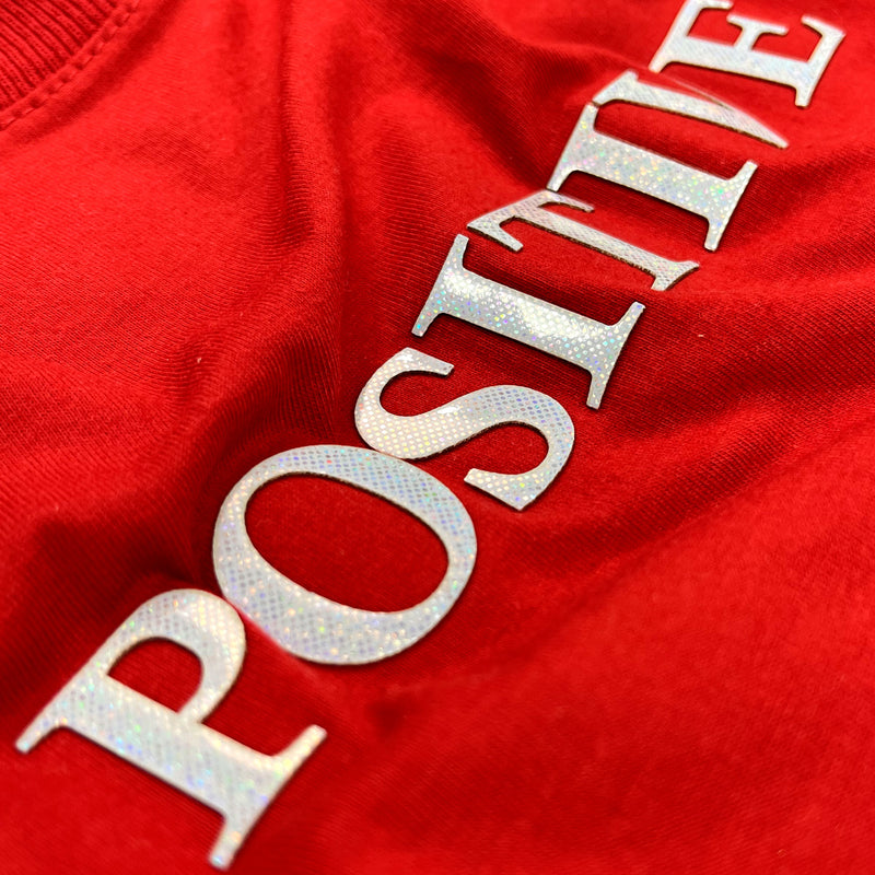 Camiseta Feminina Vermelha Aplique Positive