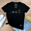 Camiseta Feminina Preta Coroa Coração