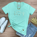 Camiseta Feminina Verde Menta Batimento Coração Dourado