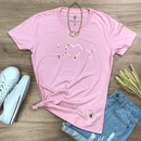 Camiseta Feminina Rosa Batimento Coração Dourado