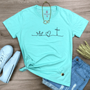 Camiseta Feminina Verde Menta Coroa Coração