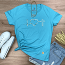 Camiseta Feminina Turquesa Batimento Coração Dourado