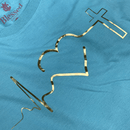 Camiseta Feminina Turquesa Batimento Coração Dourado