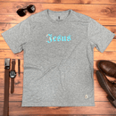 Camiseta Masculina Cinza Aplique Jesus