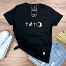 Camiseta Feminina Preta Raminho